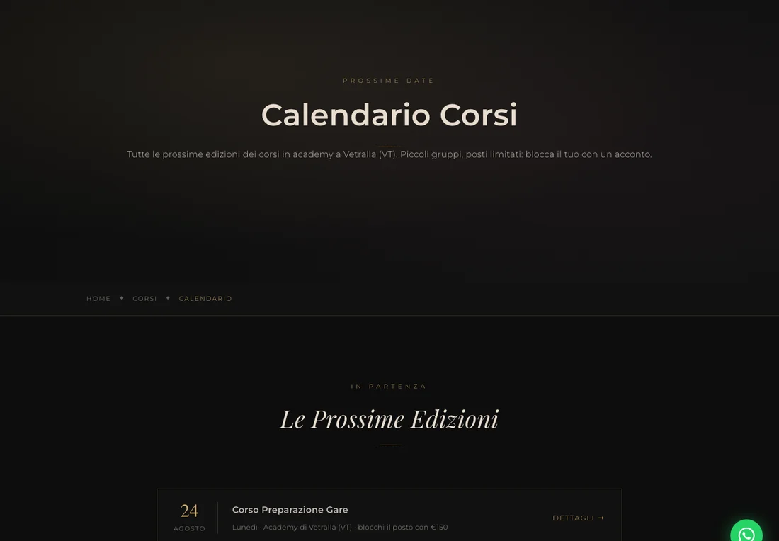 Calendario dei corsi su teresafama.it: le prossime edizioni con date, sede e prenotazione del posto