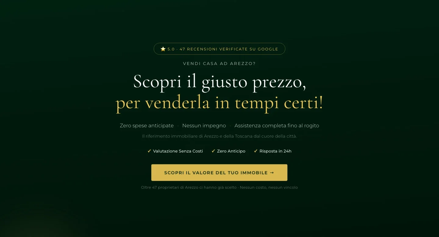 Tuscany House Arezzo — sito funnel di lead generation immobiliare realizzato da DigyMarketing